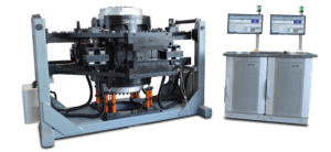 Torsion bending test system for shafts and crankshafts.