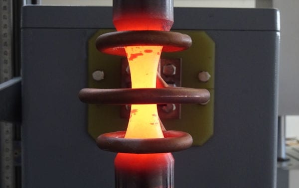 A heated component during testing.